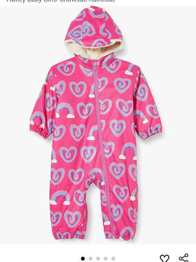 Hatley baby girls' snowsuit raincoat in "Twisty Rainbow Hearts" 12-18m